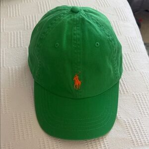 Ralph Lauren Green Hat with Orange Emblem